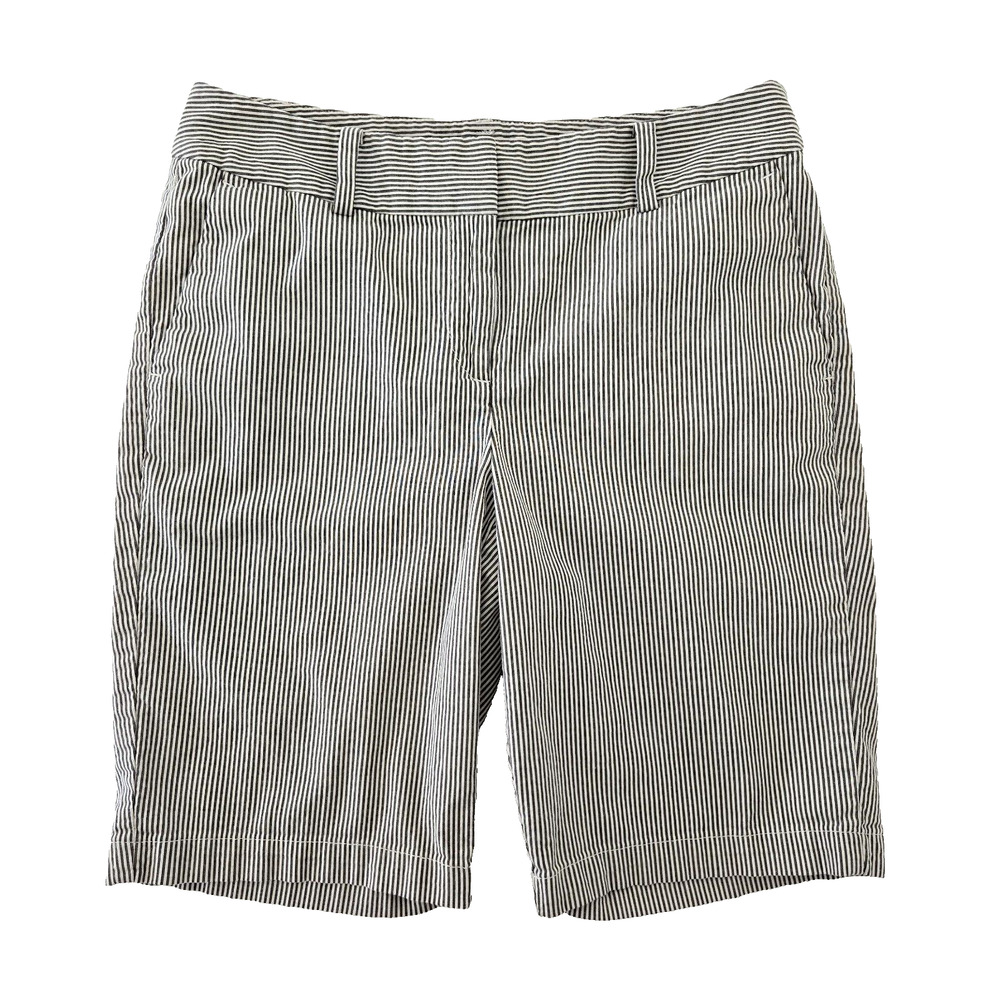 Ann Taylor Bermuda Shorts Womens 4 Gray Pinstripe Chino Curvy Fit Casual Preppy